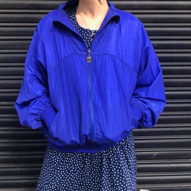 80s Waterproof Blue Sports Bomber Jacket