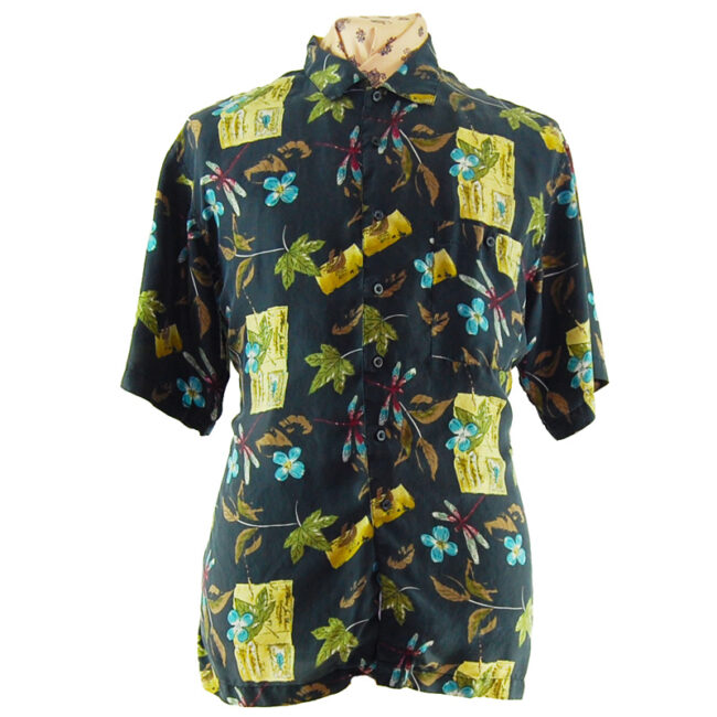 90s Dark Nature Silk Shirt