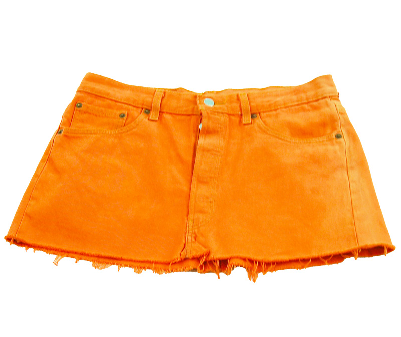 90s Orange Dyed Denim Skirt - UK Size 6 - Blue 17 Vintage Clothing