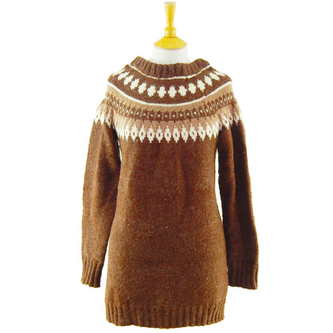 90s Oversized Brown Pure Wool Jumper