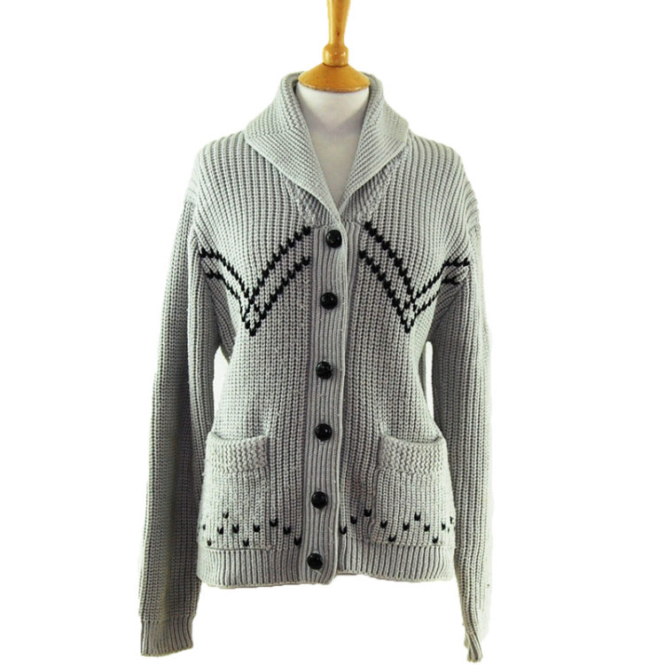 90s Thick Knit Grey Cardigan