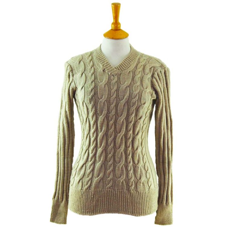 90s Womens Slim Fit Beige Jumper