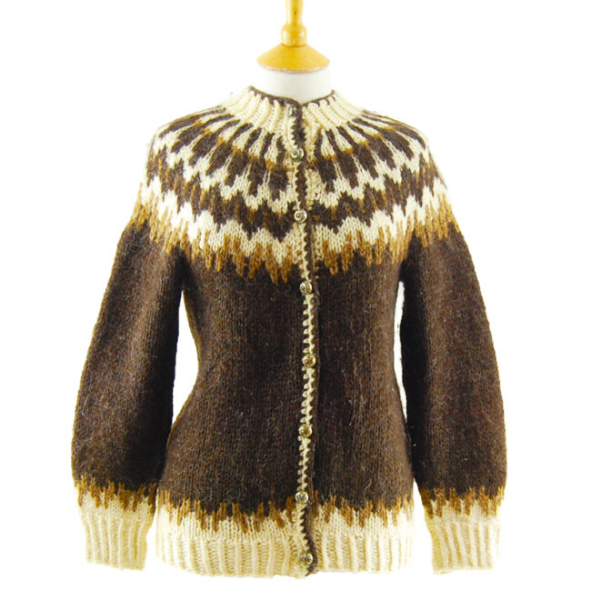 European Brown Pure Wool Cardigan