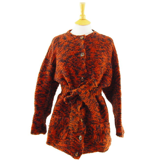 Womens Orange And Black Cardigan