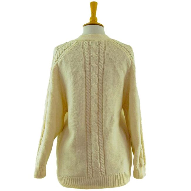 back of 80s Cream Grandad Cardigan