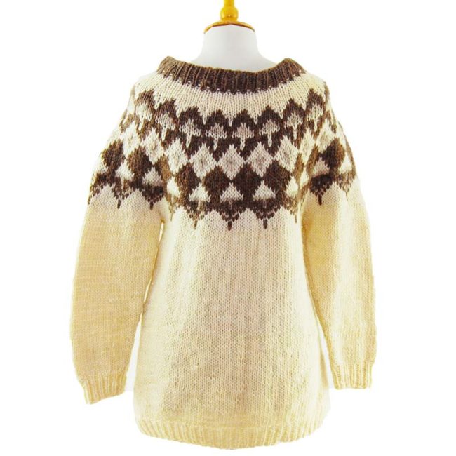 back of 90s Cream And Brown Jumper