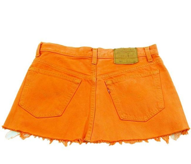 back of 90s Orange Levis Low Rise Skirt