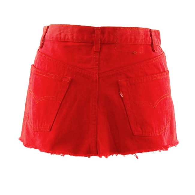 back of Levis 90s Bright Red Denim Skirt