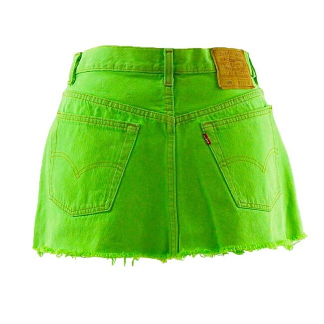 back of Levis 90s Neon Lime Green Skirt