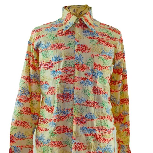 close up of 70s Mens Abstract Colour Slash Shirt