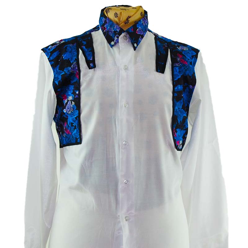 90s Snazzy Synthetic Silk Shirt - UK XL - Blue 17 Vintage Clothing