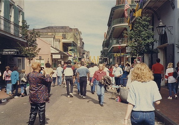 80s fashion ideas in New Orleans Bourbon Street the week before Mardi Gras.1987 80s fashion ideas in New Orleans Bourbon Street the week before Mardi Gras.1987