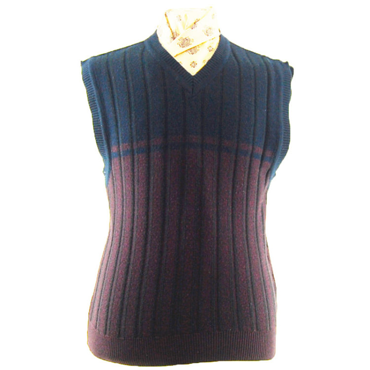70s Black and purple V-neckline Vest