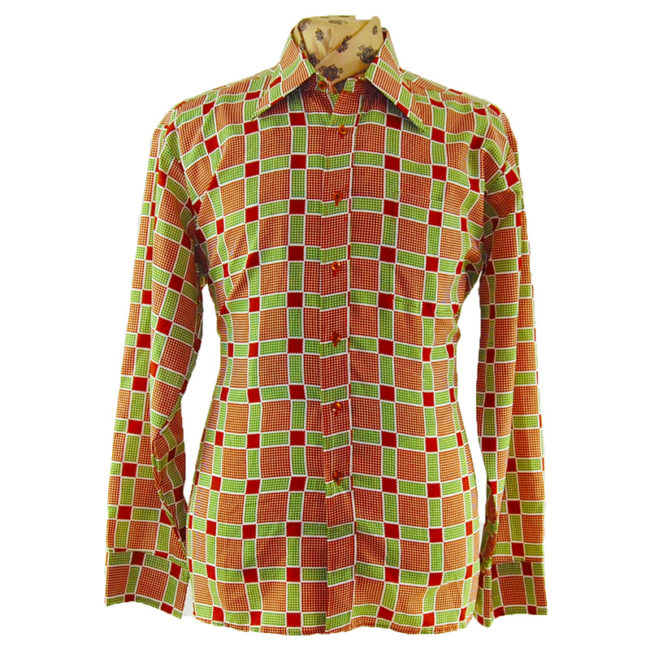 70s Green And Red Checked Shirt