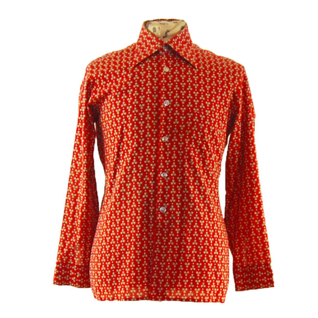 70s Womens Red Vintage Blouse