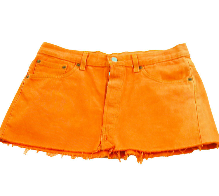90s Orange Dyed Denim Skirt