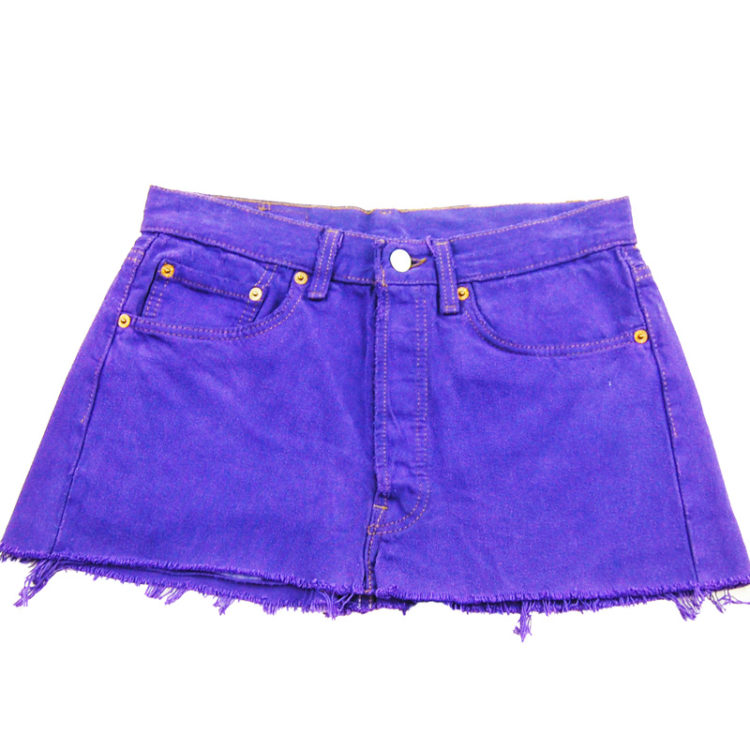 90s Purple Frayed Levis Mini Skirt