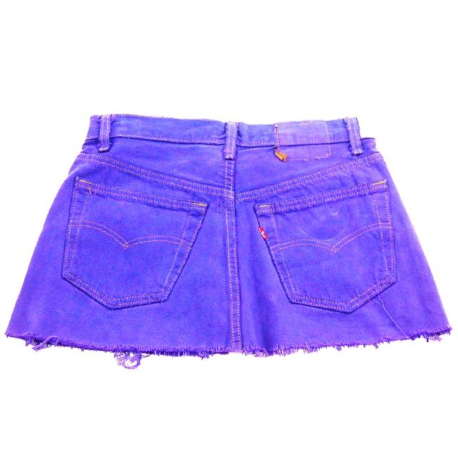 back of 90s Purple Frayed Levis Mini Skirt
