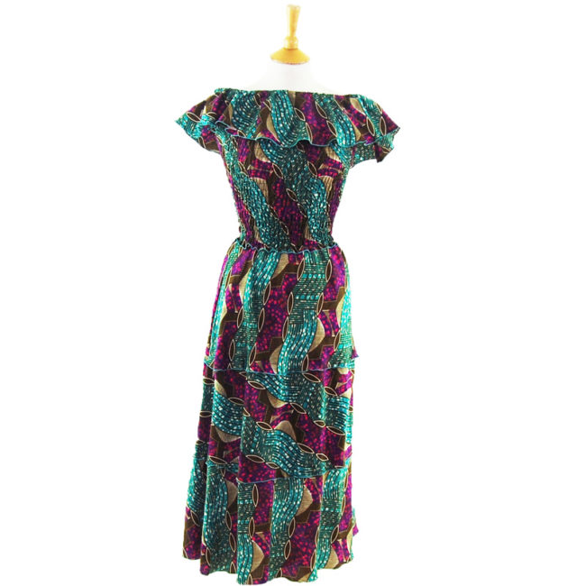 Colorful Ethnic Print Bandeau Dress