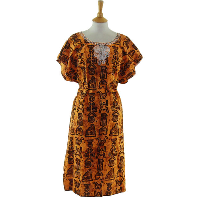 Loose Fit Egyptian Print MuuMuu Dress