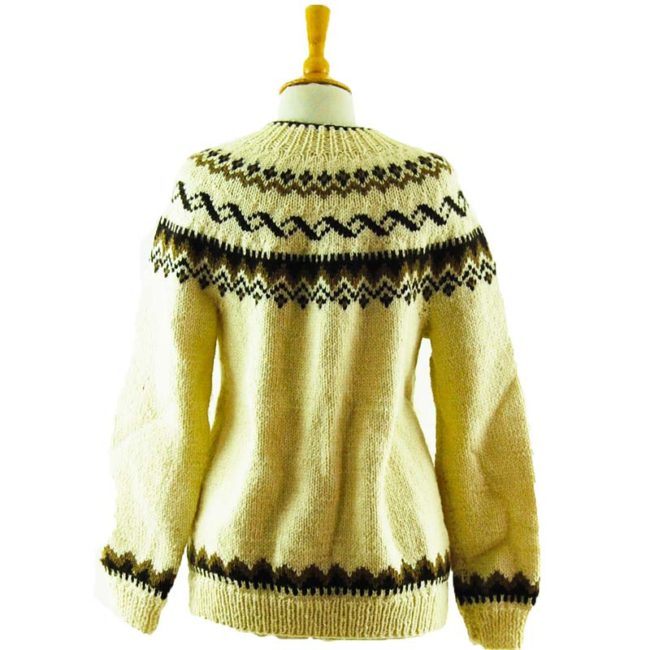 back of 80s Brown And Cream Cardigan