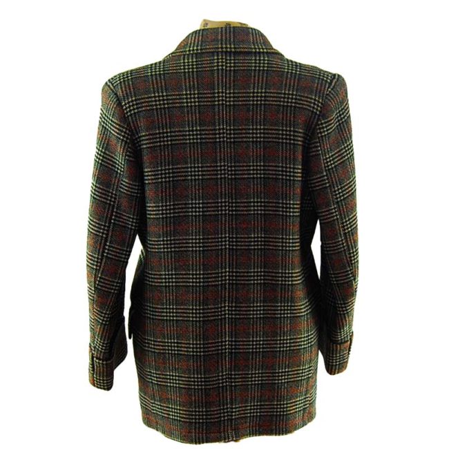 back of Mens Double Breasted Checkered Pea Coat