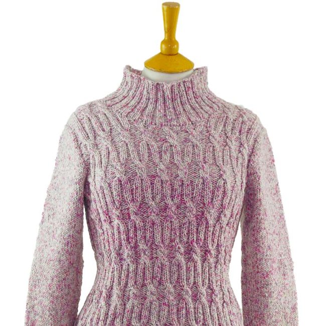 close up of 80s Lilac Funnel Neck Jumper