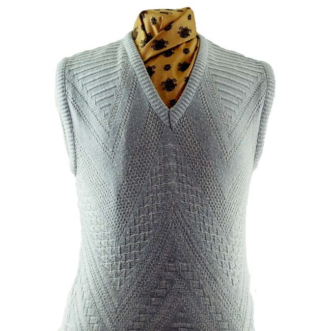 close up of 70s Crochet Knit Vest
