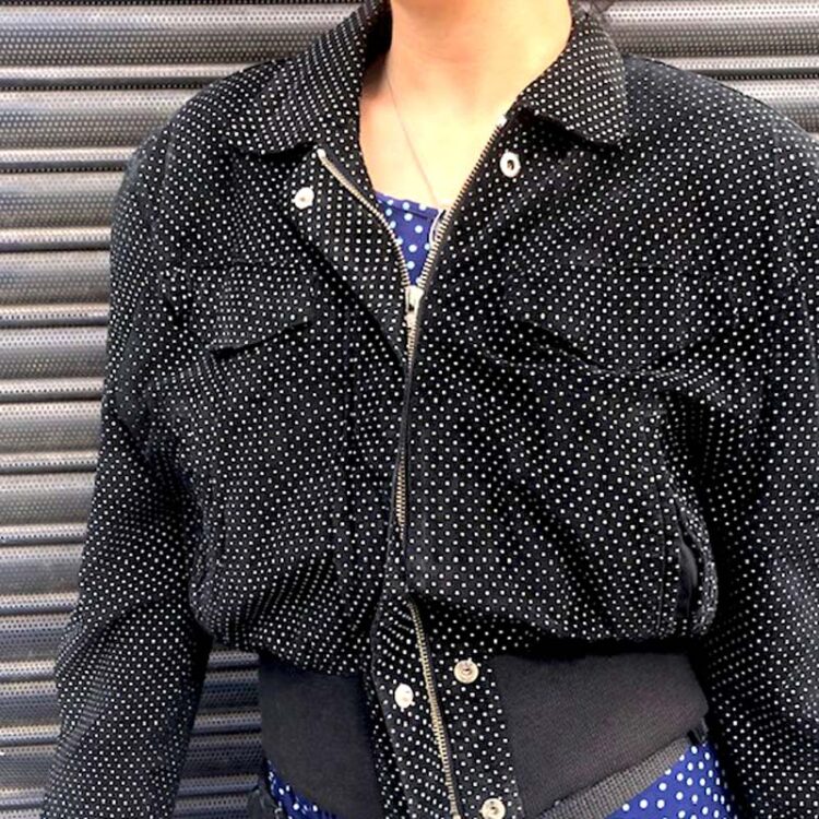 Vintage Black Tiny Polka Dot Men's Bomber Jacket