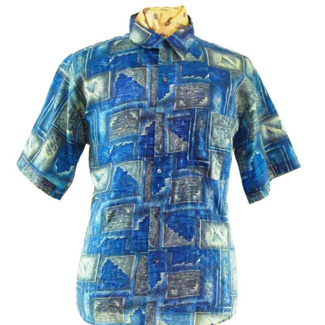 close up of 90s Random Picture Collage Silk Shirt