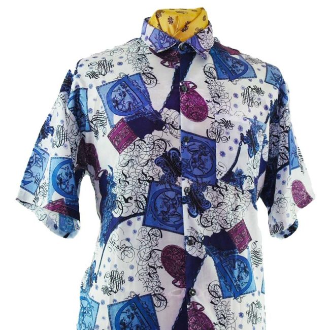 close up of 90s Renaissance Style Silk Shirt