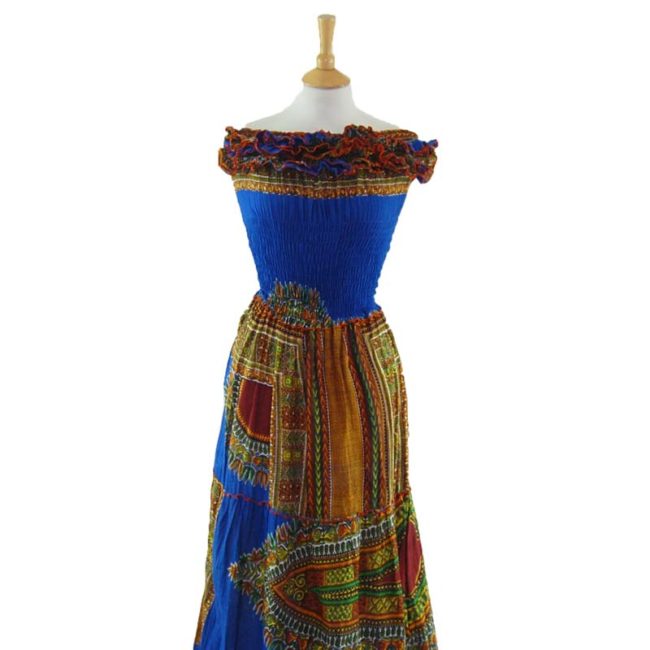 close up of Ethnic Bandeau Maxi Dress