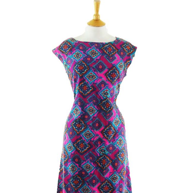 close up of 70s Ethnic Print Dress