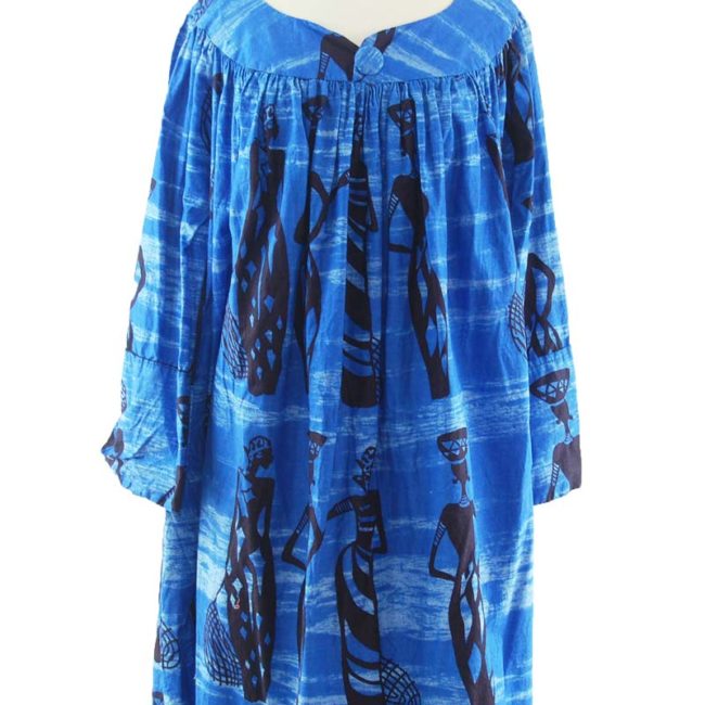 pattern of Blue African Print MuuMuu Dress