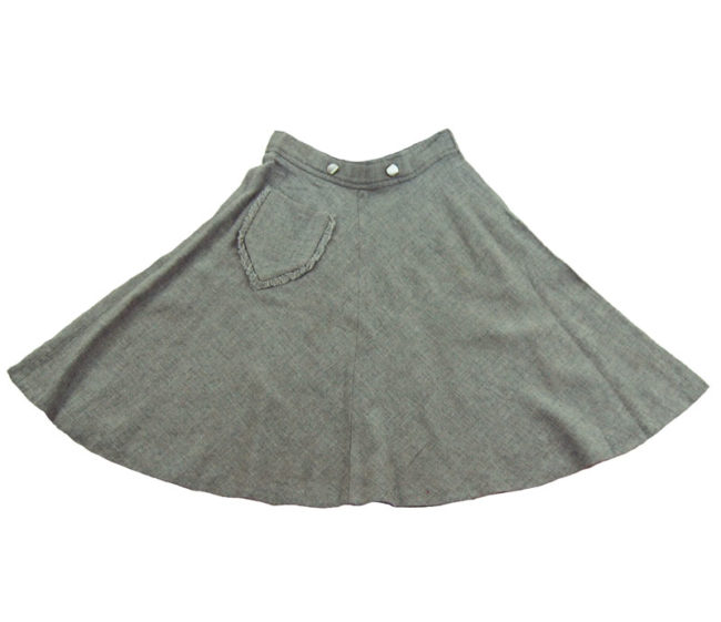 50s Vintage Grey Mini A-line Skirt