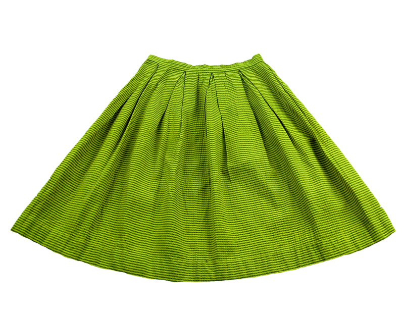 60s Yellow And Green Striped Skirt - UK 6 - Blue 17 Vintage Clothing