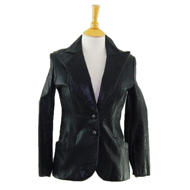 70s Black Cropped Leather Jacket