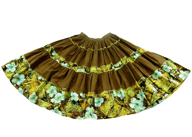70s Oriental Style Cotton Full Skirt