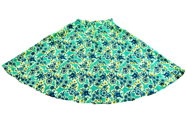 70s Vintage Blue Floral Print Skirt