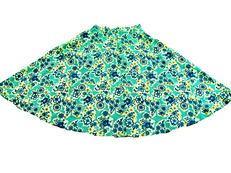 70s Vintage Blue Floral Print Skirt