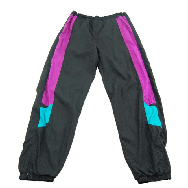 90s Black Colour Block Shell Suit Bottoms