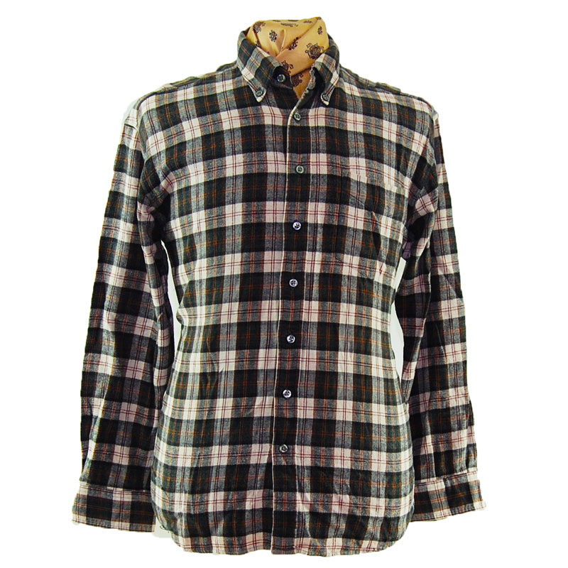 90s Grunge Plaid Flannel Shirt - UK L - Blue 17 Vintage Clothing
