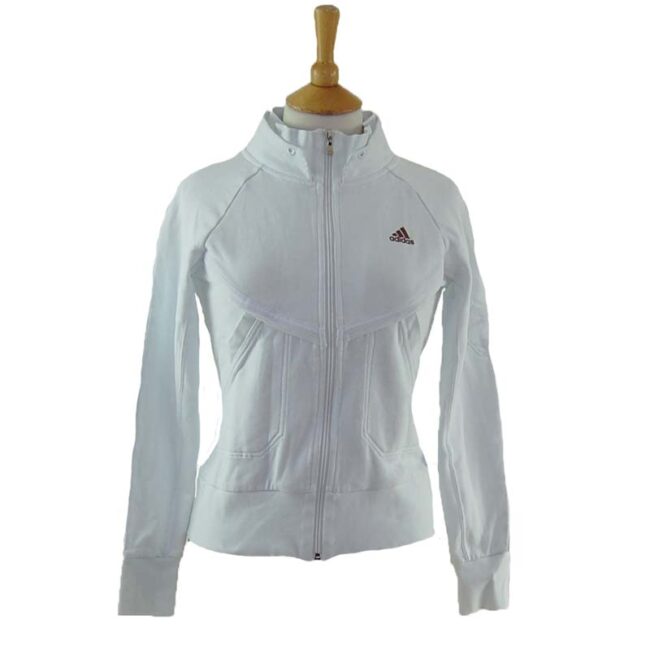 White Adidas Zip Up Hoodie