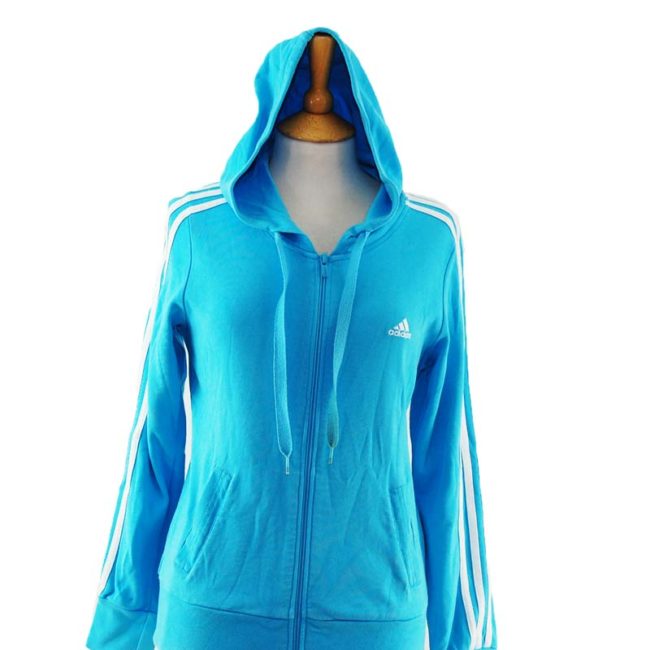 close up of Baby Blue Adidas Zipper Hoodie