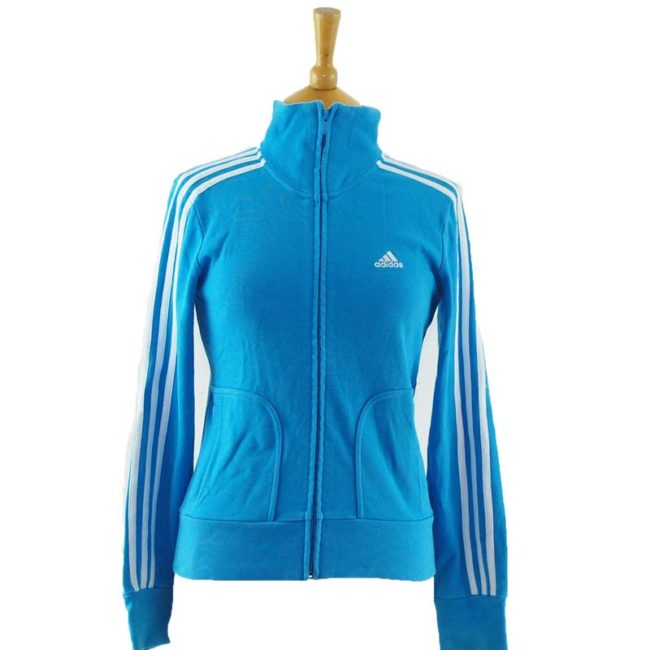 close up of Vibrant Blue Adidas Zip Up Hoodie