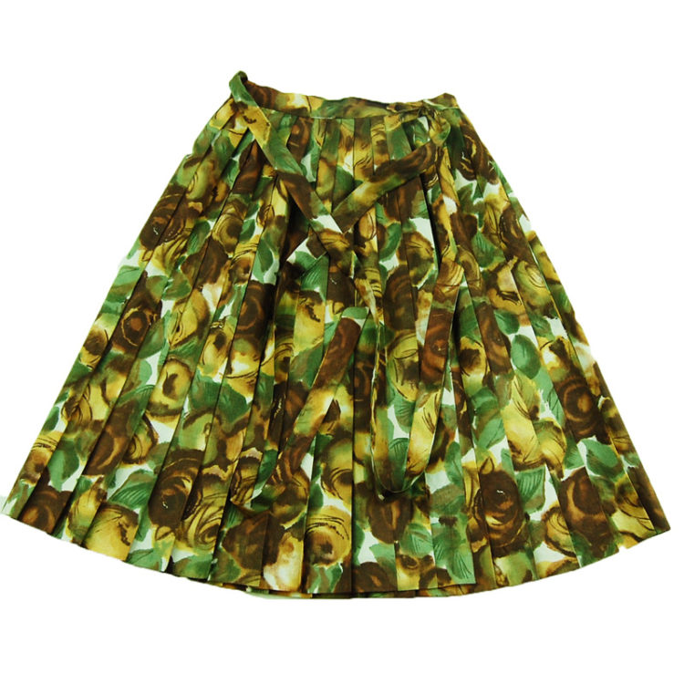 1950s Extremely Petite Brown And Green Skirt