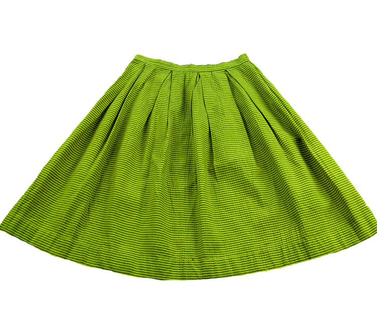 60s Yellow And Green Striped Skirt