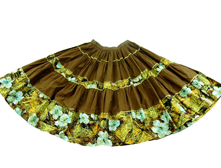 70s Oriental Style Cotton Full Skirt