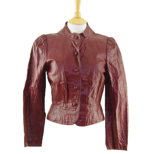 80s Womens Burgundy Leather Jacket