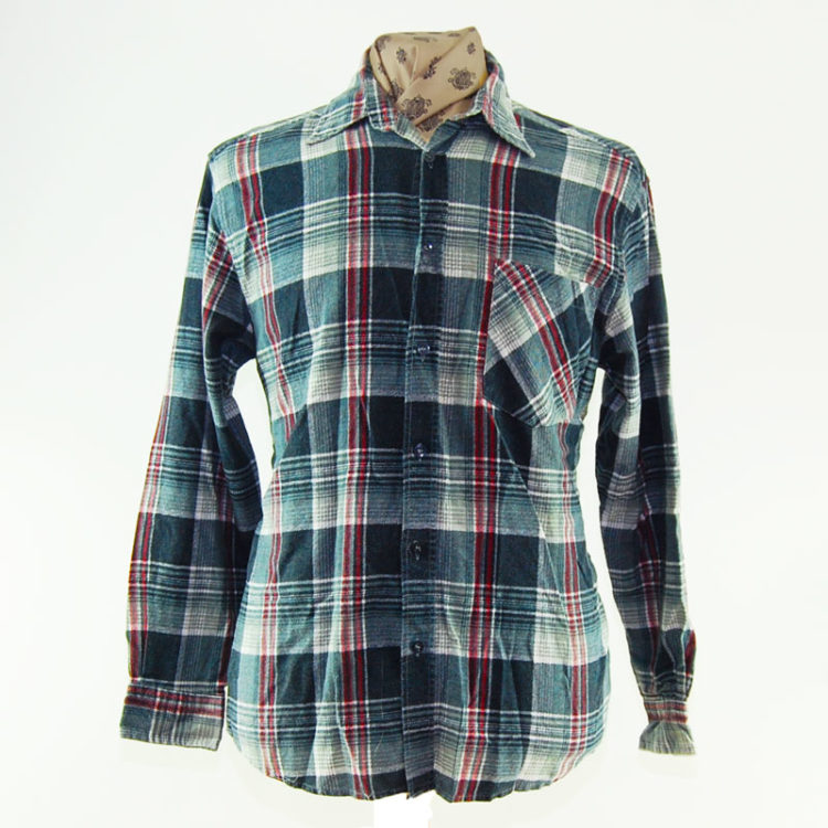 90s Grey and Red Plaid Flannel Shirt